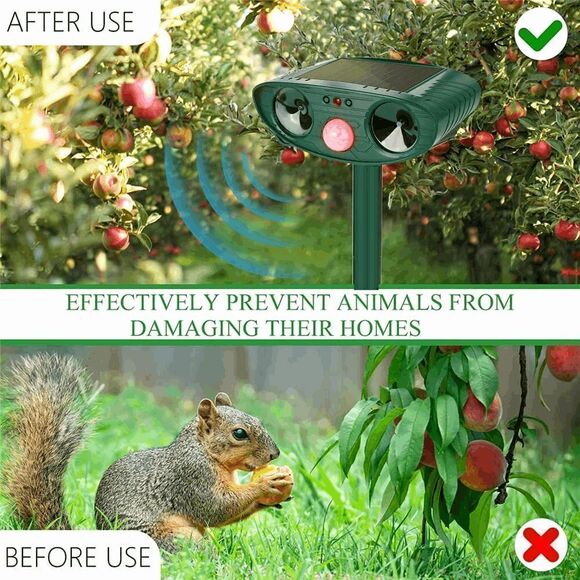 Ultrasonic Solar Power Animal Repellent Dog Car Deer Garden Tool - Picture 2 of 8